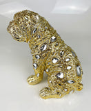 Crystal Diamante Encrusted Right Hand Facing Gold Sitting Bulldog Ornament