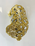 Crystal Diamante Encrusted Left Hand Facing Gold Sitting Bulldog Ornament