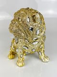 Crystal Diamante Encrusted Left Hand Facing Gold Sitting Bulldog Ornament