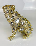 Crystal Diamante Encrusted Left Hand Facing Gold Sitting Bulldog Ornament