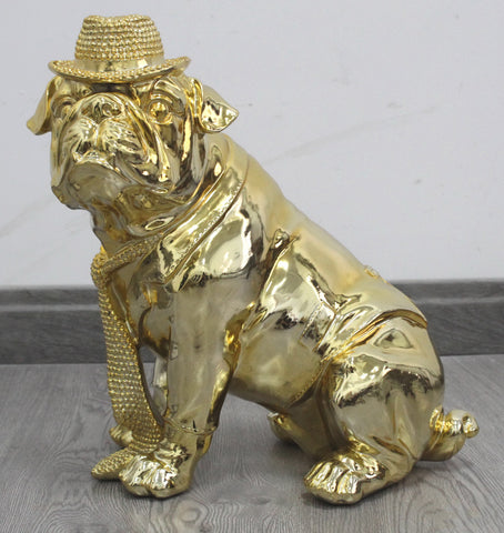 Gold Effect Mafia Bulldog Ornament