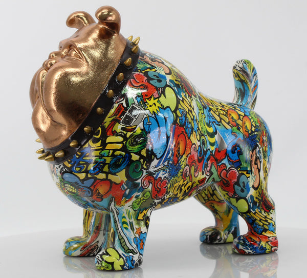 Small Gold Face Cartoon Graffiti Bulldog Ornament