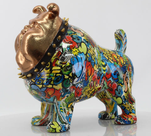 Small Gold Face Cartoon Graffiti Bulldog Ornament