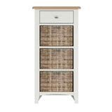 Fresh White with Oak Tops Single Drawer & Triple Basket Tall Cabinet