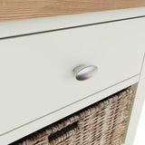 Fresh White with Oak Tops Single Drawer & Triple Basket Tall Cabinet