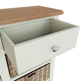 Fresh White with Oak Tops Single Drawer & Triple Basket Tall Cabinet