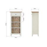 Fresh White with Oak Tops Single Drawer & Triple Basket Tall Cabinet