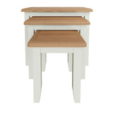 Fresh White with Oak Top Nest of 3 Tables