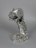 Silver High Electroplated Chameleon on Tree Reptile Ornament Figurine