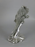 Silver High Electroplated Chameleon on Tree Reptile Ornament Figurine