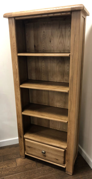 Weathered Oak Bookcase with Drawer