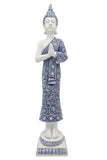 White & Blue Oriental Tall Praying Buddha Ornament