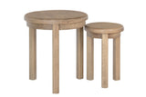 Warm Rustic Oak Effect Round Nest of 2 Tables