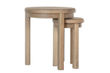 Warm Rustic Oak Effect Round Nest of 2 Tables