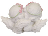 White Cherub Couple Ornament with Pink Flower Headband