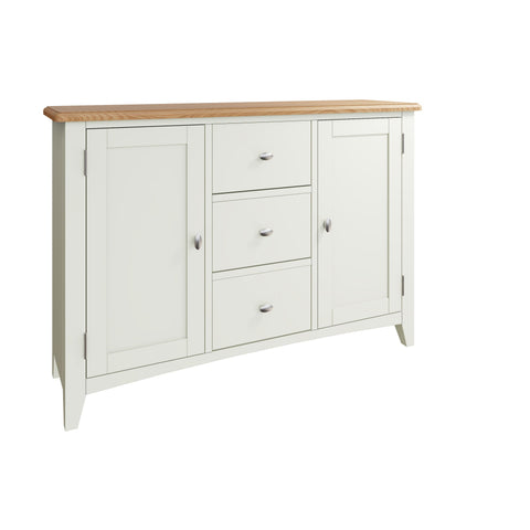 Fresh White with Oak Top Large Sideboard