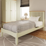 Fresh White with Oak Top Single Bed Frame