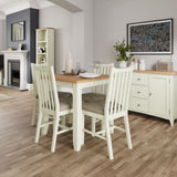 Fresh White with Oak Top Small Fixed Top Dining Table