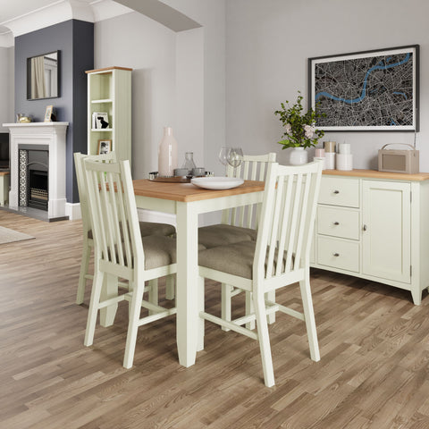 Fresh White with Oak Top Small Fixed Top Dining Table