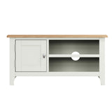 Fresh White with Oak Top Small TV Cabinet