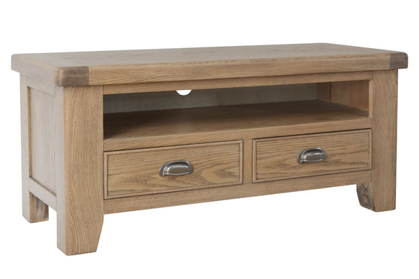 Warm Rustic Oak Effect Small TV Stand