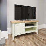 Fresh White with Oak Top Small TV Cabinet