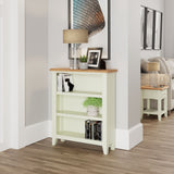Fresh White with Oak Top Small Small Wide Bookcase
