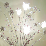 Standard Orchid Silver Floor Standing Standard Lamp White Flowers with Grey Beads