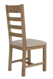 Warm Rustic Oak Effect Slatted Back Dining Chair with Beige Padded Seat