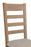 Warm Rustic Oak Effect Slatted Back Dining Chair with Beige Padded Seat