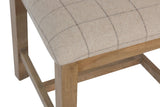 Warm Rustic Oak Effect Slatted Back Dining Chair with Beige Padded Seat