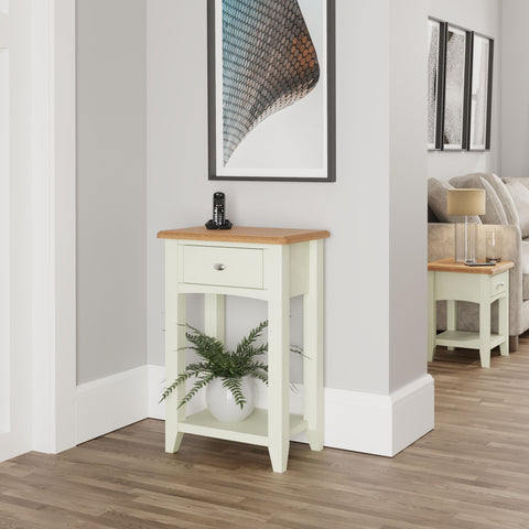 Fresh White with Oak Top Telephone Table