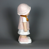 City Kidz Ceramic Child Girl Pink Standing Finger on Chin Ornament Figurine