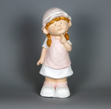 City Kidz Ceramic Child Girl Pink Standing Finger on Chin Ornament Figurine