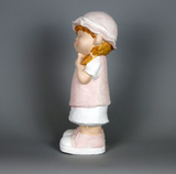 City Kidz Ceramic Child Girl Pink Standing Finger on Chin Ornament Figurine