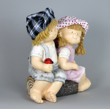 City Kidz Ceramic Children Boy Girl Blue Pink with Ladybird sitting on Log Ornament Figurine