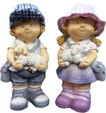 City Kidz Boy & Girl Holding Animals Ornament