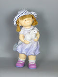 City Kidz Ceramic Children Girl Standing Holding Rabbit Ornament Figurine