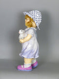 City Kidz Ceramic Children Girl Standing Holding Rabbit Ornament Figurine