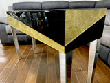 Real Gold Leaf & Black Glass Mirrored Console Table