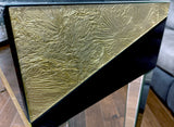 Real Gold Leaf & Black Glass Mirrored Console Table