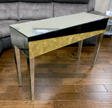 Real Gold Leaf & Black Glass Mirrored Console Table