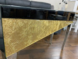 Real Gold Leaf & Black Glass Mirrored Console Table