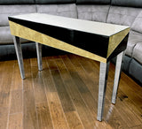 Real Gold Leaf & Black Glass Mirrored Console Table