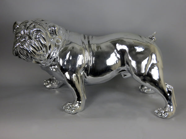 Large Silver Electroplated Standing Bulldog Ornament