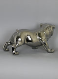 Electroplated Silver Ceramic Standing Bulldog Dog Ornament Figurine