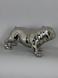 Electroplated Silver Ceramic Standing Bulldog Dog Ornament Figurine