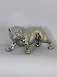 Electroplated Silver Ceramic Standing Bulldog Dog Ornament Figurine