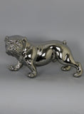 Electroplated Silver Ceramic Standing Bulldog Dog Ornament Figurine