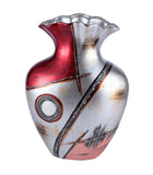 Radiant Silver & Red Colourama Shell Trim Vase